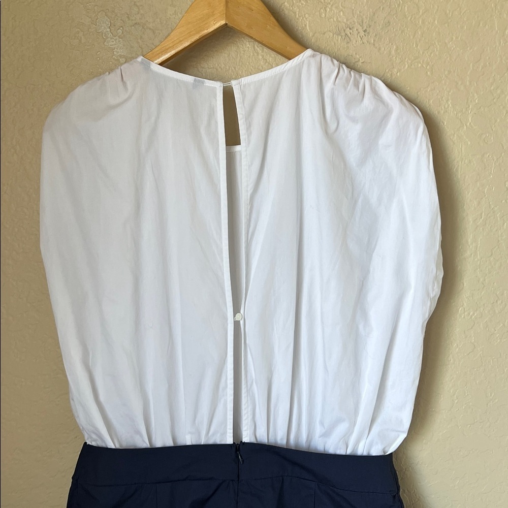 Zara white and navy poplin mixed jumpsuit - Picture 7 of 9